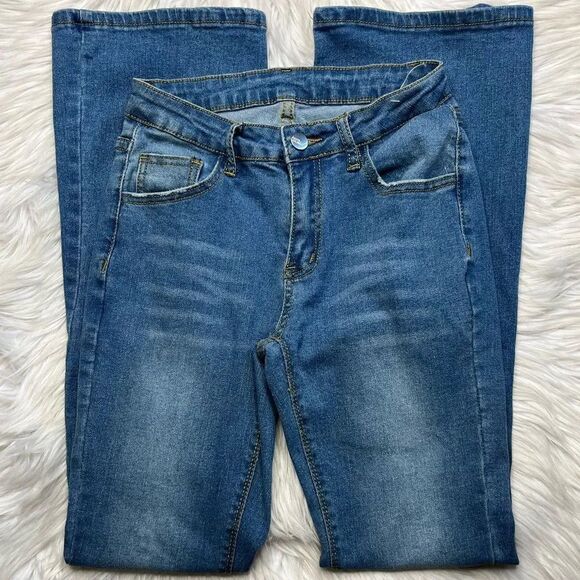 SHEIN Flare Jeans Medium Wash Size XS - Picture 2 of 3
